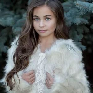 Joyfolie size 6 Anouk fur coat with rhinestones